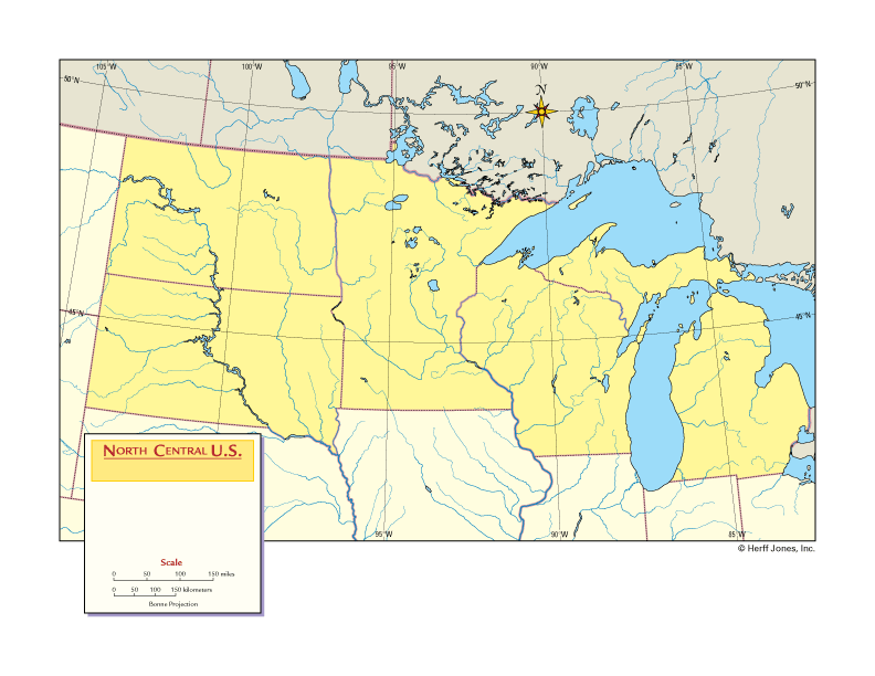 North Central United States Outline Map